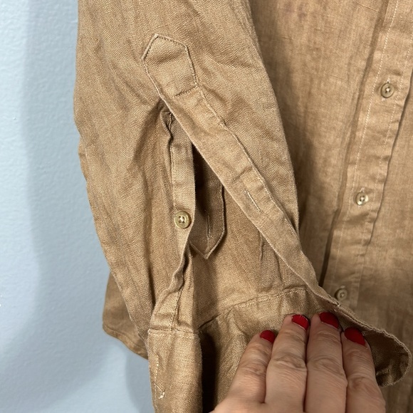 LAUREN RALPH LAUREN Women's Tan Linen Belted Utility Shirt size small - Picture 11 of 14